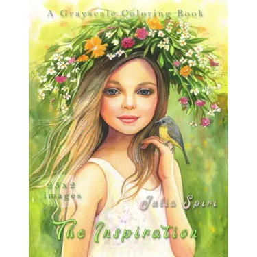 The Inspiration: Grayscale Coloring Book for Adults. Color up a magical and fantasy creatures, cute fairies and elves, beautiful girls