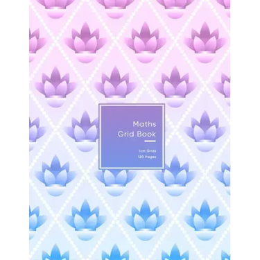 Maths Grid Book: 1cm size graph paper grid book for students or Mathematician Pink and purple flower pattern for teenage girls