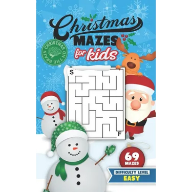 Christmas Mazes for Kids 69 Mazes Difficulty Level Easy: Fun Maze Puzzle Activity Game Books for Children - Holiday Stocking Stuffer Gift Idea - Snowm