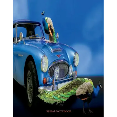 Spiral Notebook: Spiral Journal, Notebook with Blank Pages - 100 Sheets, Car Notebook, Peafowl Notebook, Peacock Notebook, Size 8.5 x 1