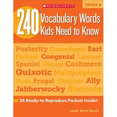 240 Vocabulary Words Kids Need to Know: Grade 6: 24 Ready-To-Reproduce Packets Inside!