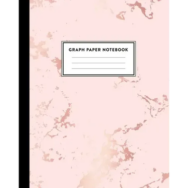 Graph Paper Notebook: Beautiful Pink Marble and Rose Gold 8 x 10 inches - 5 x 5 Squares per inch, Quad Ruled Cute Graph Paper Composition No