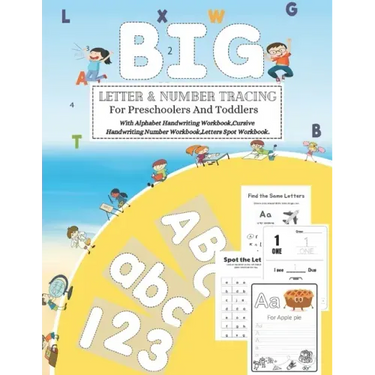 BIG LETTER & NUMBER TRACING For Preschoolers And Toddlers: Practice line tracing, pen control to trace and write ABC Letters, Numbers and Shapes (Home