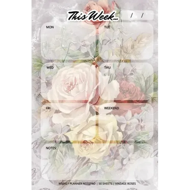 Weekly Planner Notepad: Vintage Roses, Daily Planning Pad for Organizing, Tasks, Goals, Schedule