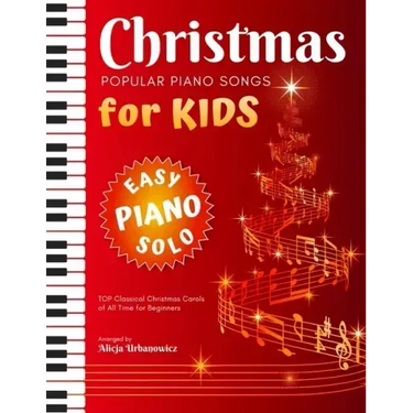 Christmas - Popular Piano Songs for Kids: TOP Classical Carols of All Time for beginners, children, seniors, adults. Very easy music sheet notes. Lyri