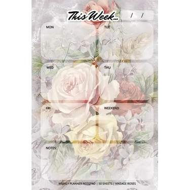 Weekly Planner Notepad: Vintage Roses, Daily Planning Pad for Organizing, Tasks, Goals, Schedule