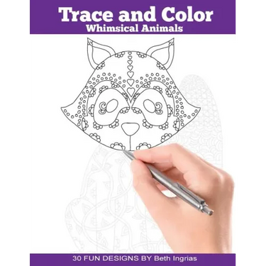 Trace and Color: Whimsical Animals: Adult Activity Book