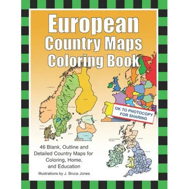 European Country Maps Coloring Book: 46 Blank, Outline and Detailed Country Maps for Coloring, Home, and Education