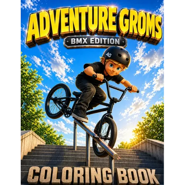 Adventure Groms: Bold, Easy-to-Color Pages for All Skill Levels Featuring BMX Street, Dirt Jumps, Racing, Grinds, and Freestyle Tricks for Kids and Al