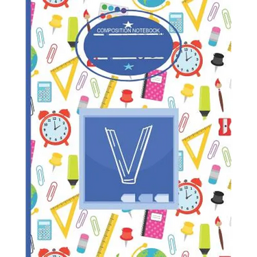 Composition Notebook V: Monogrammed Initial Primary School Wide Ruled Notebook