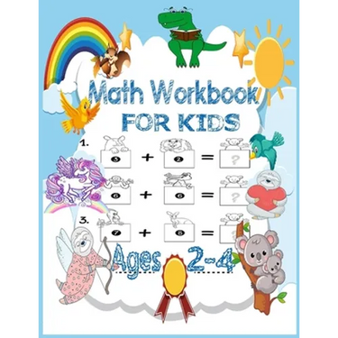 Math Workbook for kids Ages 2-4: Preschool mathematics book with numbers tracking and matching activities with pictures, animals and coloring book and