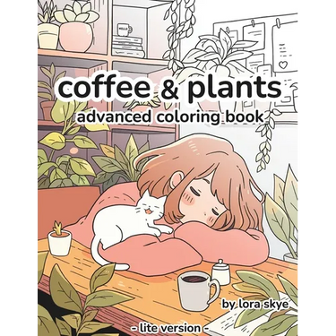 Coffee & Plants: Relaxing Advanced Adult Coloring Book 12 Pages of Cafes, Plants, and Love