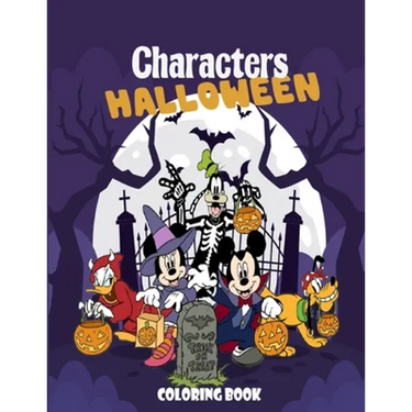 Characters Halloween Coloring Book: Wonderful Halloween coloring book. Lots of fun and easy cartoon character designs for kids, toddlers and preschool