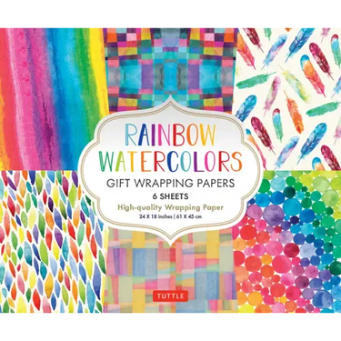 Rainbow Watercolors Gift Wrapping Papers - 6 Sheets: 24 X 18 Inch Wrapping Paper