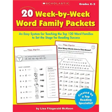 20 Week by Week Word Family Packets