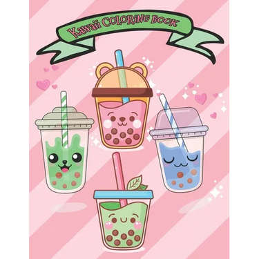 Kawaii coloring book: Super Cute Bubble Tea Coloring Book For Kids