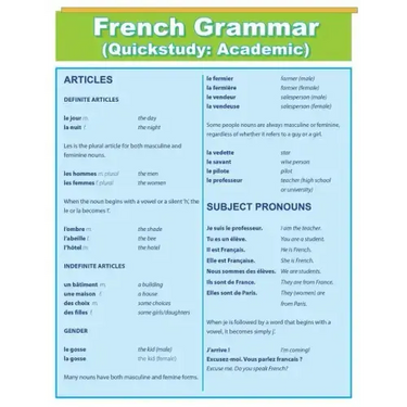 French Grammar: Quick Study Academic