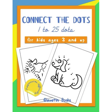 Connect the dots: 1 to 25 dots, for kids ages 3 and up with progressive difficulty.