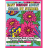 Easy Design Adult Color By Number - Jumbo Coloring Book of Large Print Flowers, Birds, and Butterflies