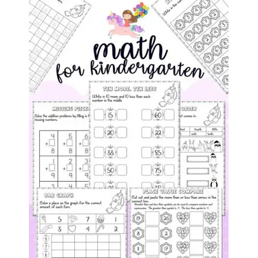Math for kindergarten: Unicorn Math Activity Book For Kindergarten and First Grade Many Counting Skills Practice Missions Tracing Addition Cu