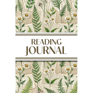 Reading Journal (Ferns & Daisies with Book Pages): 6"x9" Book Lover's Diary; Book/Series Reviews, Reading Tracker, Favorite Book List, Favorite Quotes
