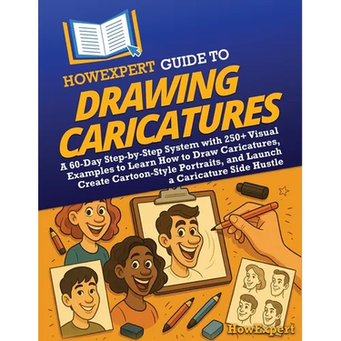 HowExpert Guide to Drawing Caricatures: A 60-Day Step-by-Step System with 250+ Visual Examples to Learn How to Draw Caricatures, Create Cartoon-Style