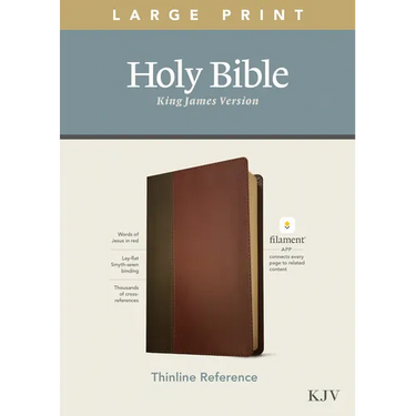 KJV Large Print Thinline Reference Bible, Filament Enabled Edition (Red Letter, Leatherlike, Brown/Mahogany)