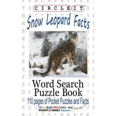Circle It, Snow Leopard Facts, Word Search, Puzzle Book