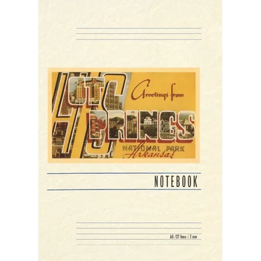 Vintage Lined Notebook Greetings from Hot Springs, Arkansas