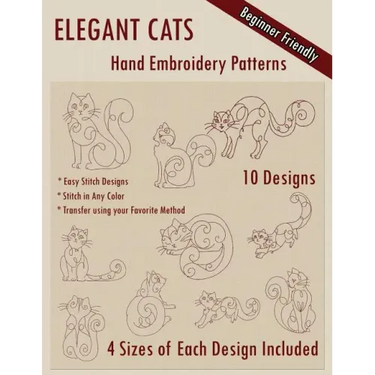Elegant Cats Hand Embroidery Pattern
