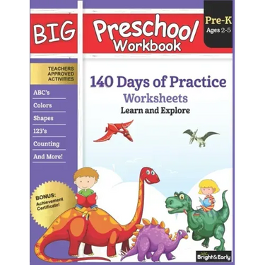 Big Preschool Workbook: Ages 2-5, 140+ Worksheets of PreK Learning Activities, Fun Homeschool Curriculum, Help Pre K Kids Math, Counting, Alphabet, Co