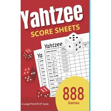 Yahtzee Score Sheets: 888 Games in Large Print 8.5"x11" Cards