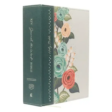 KJV, Journal the Word Bible, Large Print, Green Floral Cloth, Red Letter Edition: Reflect, Journal, or Create Art Next to Your Favorite Verses