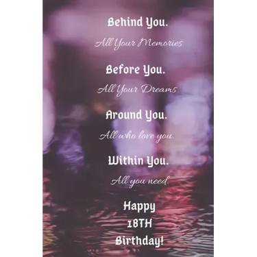Behind You All Your Memories Before You All Your Dreams Happy 18th Birthday