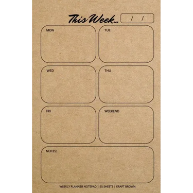 Weekly Planner Notepad: Kraft Brown, Daily Planning Pad for Organizing, Tasks, Goals, Schedule