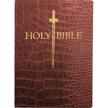KJV Sword Bible, Large Print, Walnut Alligator Bonded Leather, Thumb Index: (Red Letter, Burgundy, 1611 Version)