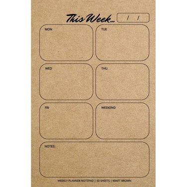Weekly Planner Notepad: Kraft Brown, Daily Planning Pad for Organizing, Tasks, Goals, Schedule