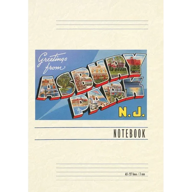 Vintage Lined Notebook Greetings from Asbury Park, New Jersey