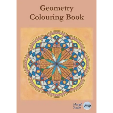 Geometry Colouring Book: Relaxing Colouring with Coloured Outlines and Appendix of Virtue Cards