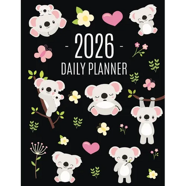 Koala Planner 2026: Australian Outback Animal Agenda: January-December Pretty Pink Butterflies & Yellow Flowers Monthly Scheduler For Work or Office
