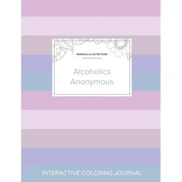 Adult Coloring Journal: Alcoholics Anonymous (Mandala Illustrations, Pastel Stripes)