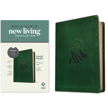 NLT Personal Size Giant Print Bible, Filament Enabled (Leatherlike, Evergreen Mountain, Red Letter)