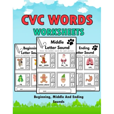 CVC Words Worksheets: CVC Words Workbook For Beginning, Middle And Ending Sounds, Phonics Worksheet Book