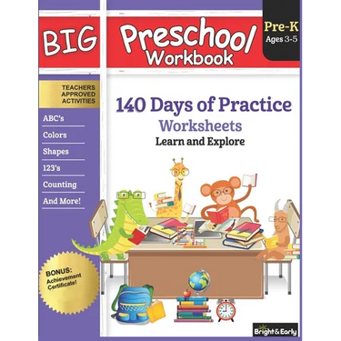 Big Preschool Workbook Ages 3 - 5: 140+ Days of PreK Curriculum Activities, Pre K Prep Learning Resources for 3 Year Olds, Educational Pre School Book