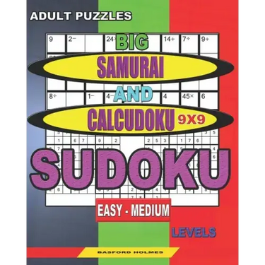 Adult puzzles. Big Samurai and Calcudoku 9x9 Sudoku. Easy - medium levels.: Very large font.