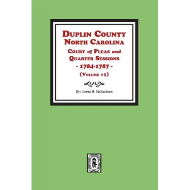 Duplin County, North Carolina Court of Pleas and Quarter Sessions, 1784-1787. Volume #1