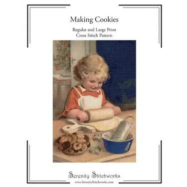 Making Cookies Cross Stitch Pattern: Regular and Large Print Cross Stitch Chart