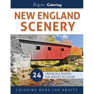 New England Scenery: Grayscale Photo Coloring for Adults