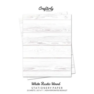 White Rustic Wood Stationery Paper: Cute Letter Writing Paper for Home, Office, Letterhead Design, 25 Sheets