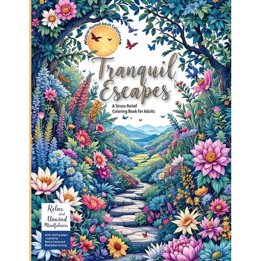 Nature-Themed Adult Coloring Book Tranquil Escapes: Relax and Unwind with Mindfulness adult coloring pages - Inspired by Nature Scenes and Meditative